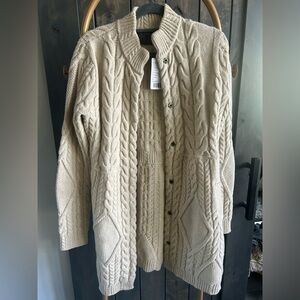 Beige Cable Knit Cardigan